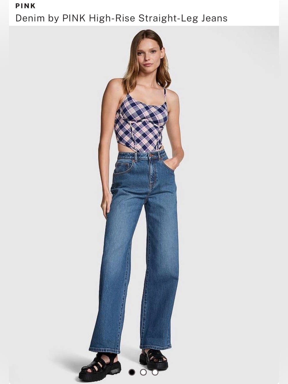NWT PINK Denim by PINK High-Rise Straight-Leg Jeans